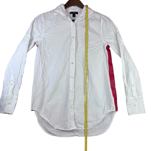 J. Crew Woman’s White Button Down Shirt with Red Accent Stripe - Picture 8 of 16